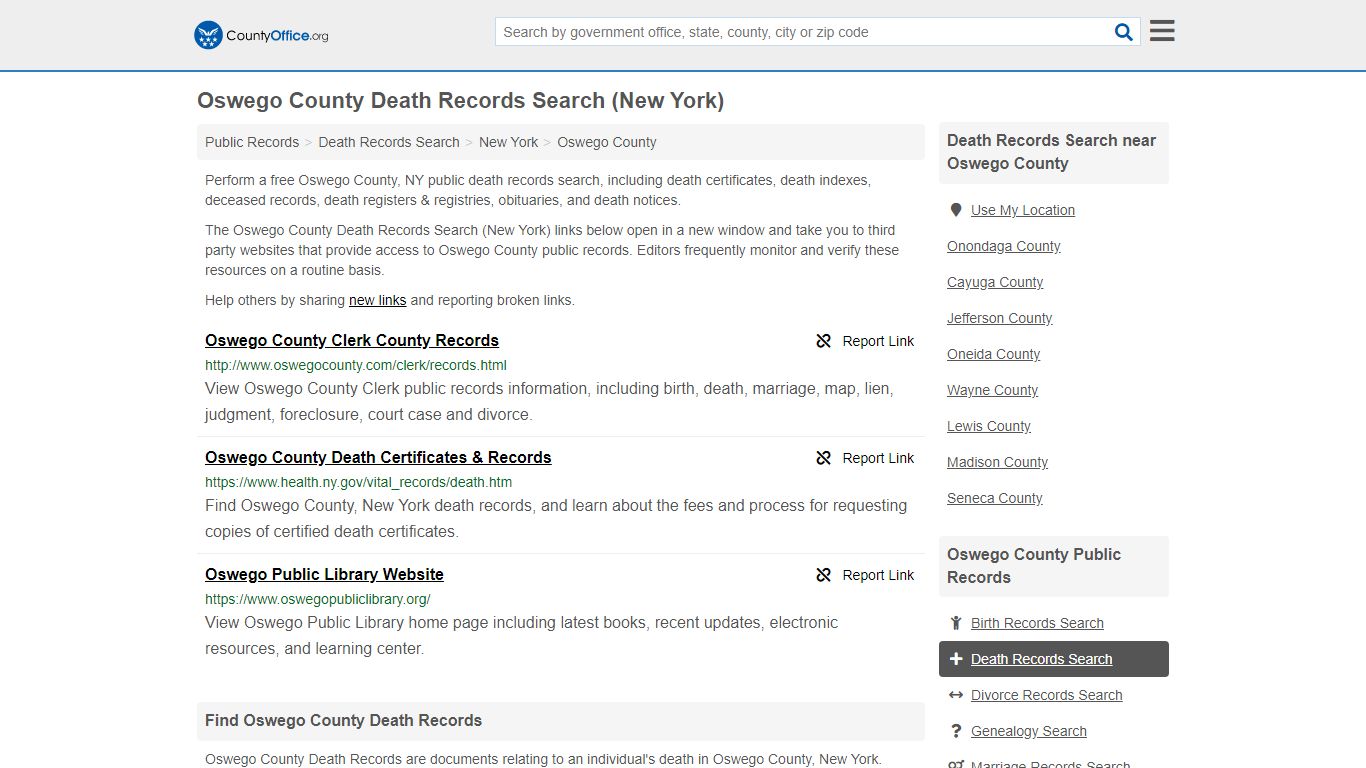 Death Records Search - Oswego County, NY (Death ...