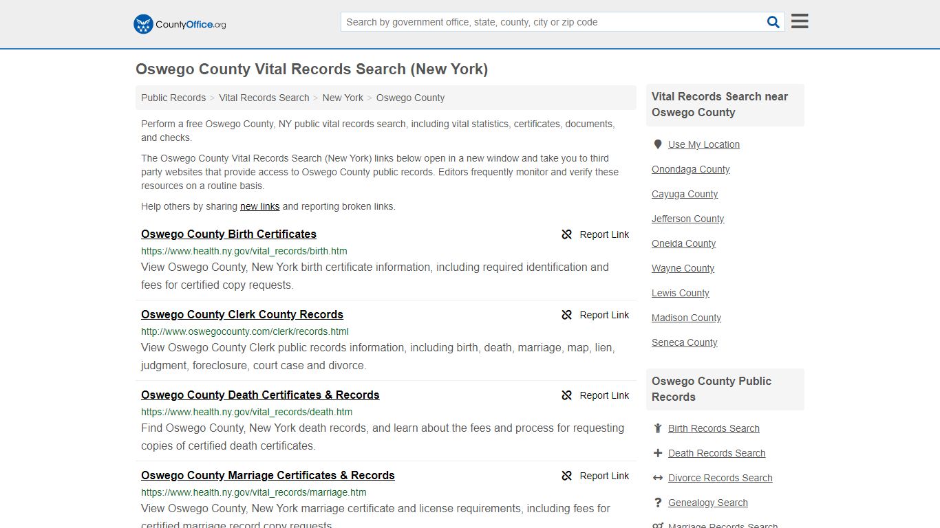 Vital Records Search - Oswego County, NY (Birth, Death ...